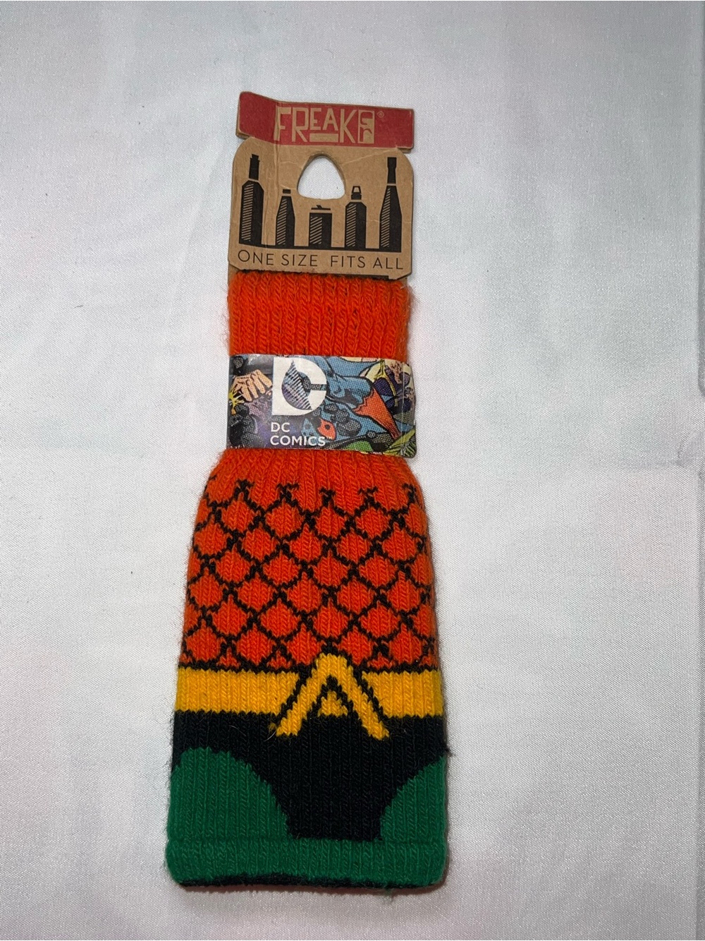 DC Comics Aquaman Freaker USA Bottle Cooler Koozie Insulator NWT Made in USA